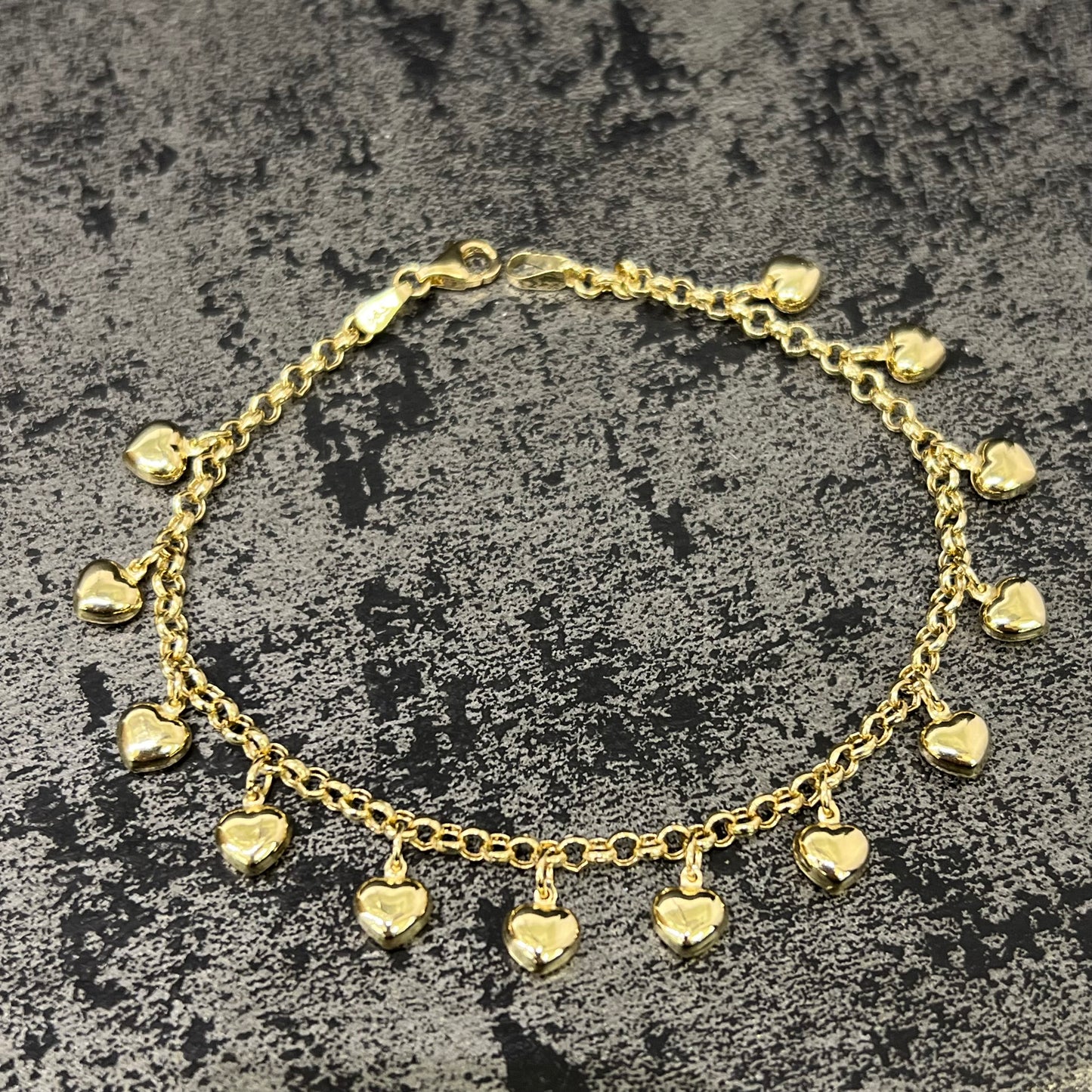 14 karaats gouden armband prachtig hart model 19 cm
