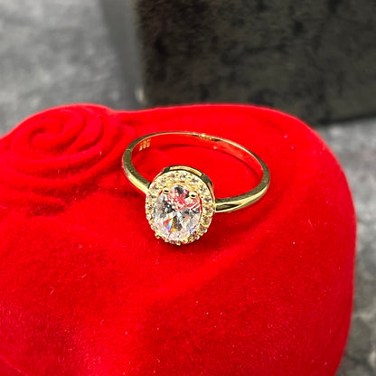 Gouden dames ring ovaal steen