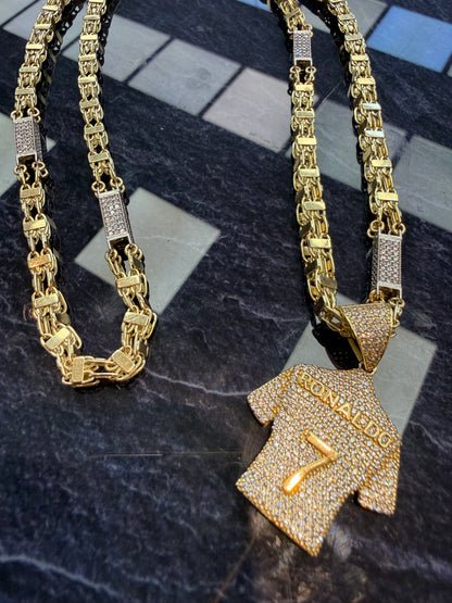 Prachtige 14 karaats gouden Magnum ketting met Ronaldo shirt 7 hanger
