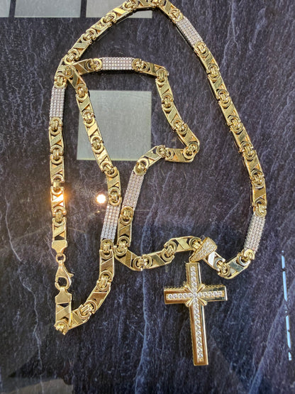 Prachtige 14 karaats gouden Valentino ketting met kruis hanger