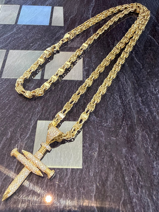 Prachtige 14 karaats gouden Magnum ketting met uniek kruis