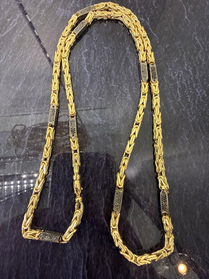 Prachtige 14 karaats gouden koningsketting met onyx steen