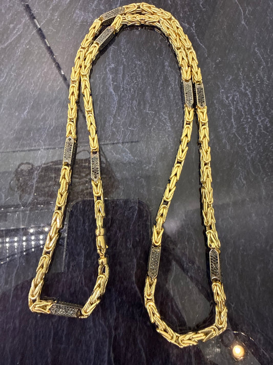 Prachtige 14 karaats gouden koningsketting met onyx steen