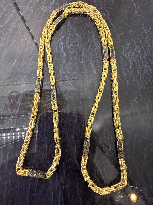 Prachtige 14 karaats gouden koningsketting met onyx steen