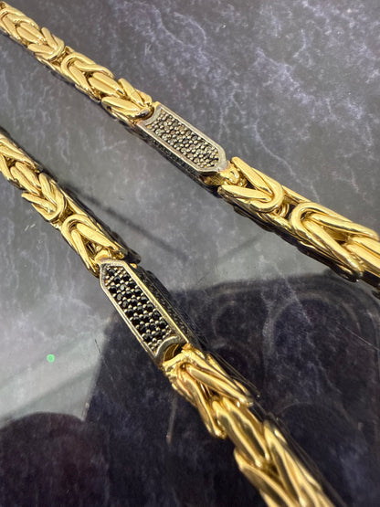 Prachtige 14 karaats gouden koningsketting met onyx steen