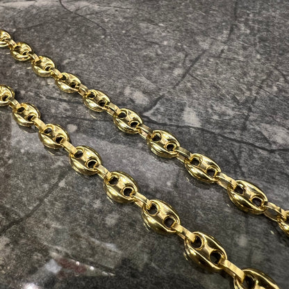 14 karaats gouden ketting koffieboon schakel 65 cm 7,5 mm