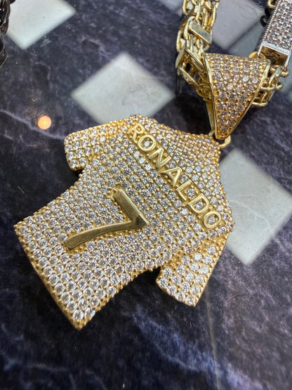 Prachtige 14 karaats gouden Magnum ketting met Ronaldo shirt 7 hanger