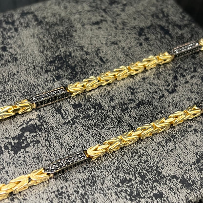 14 karaat gouden koningsketting met zwarte onyx stenen