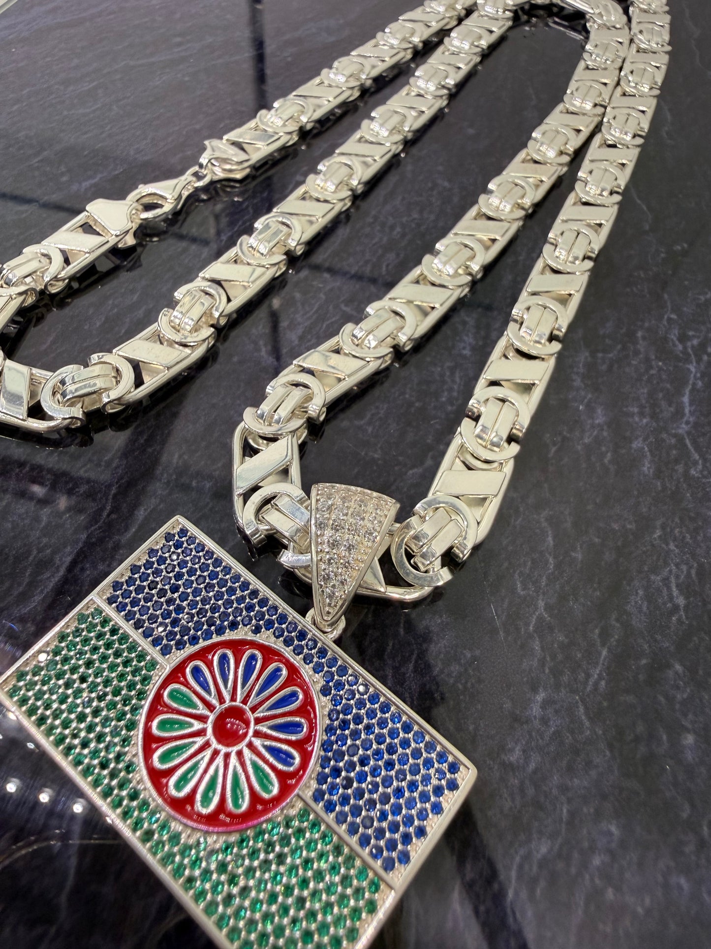 925 zilveren Valentino ketting met Sinti hanger