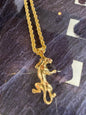 Prachtige 14 karaats gouden rope ketting met panter hanger