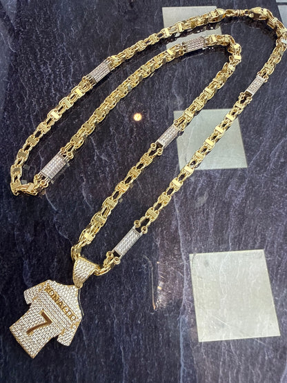 Prachtige 14 karaats gouden Magnum ketting met Ronaldo shirt 7 hanger