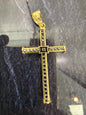Prachtige 14 karaats gouden kruis hanger met onyx steen