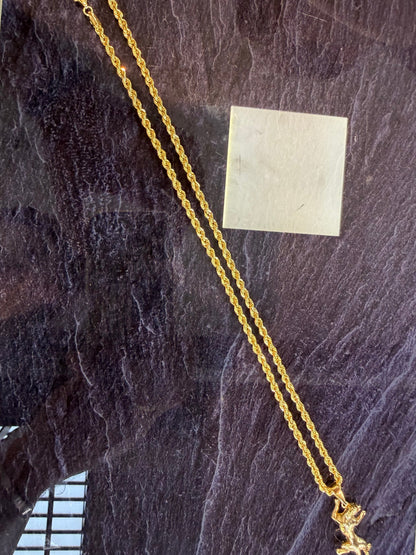 Prachtige 14 karaats gouden rope ketting met panter hanger