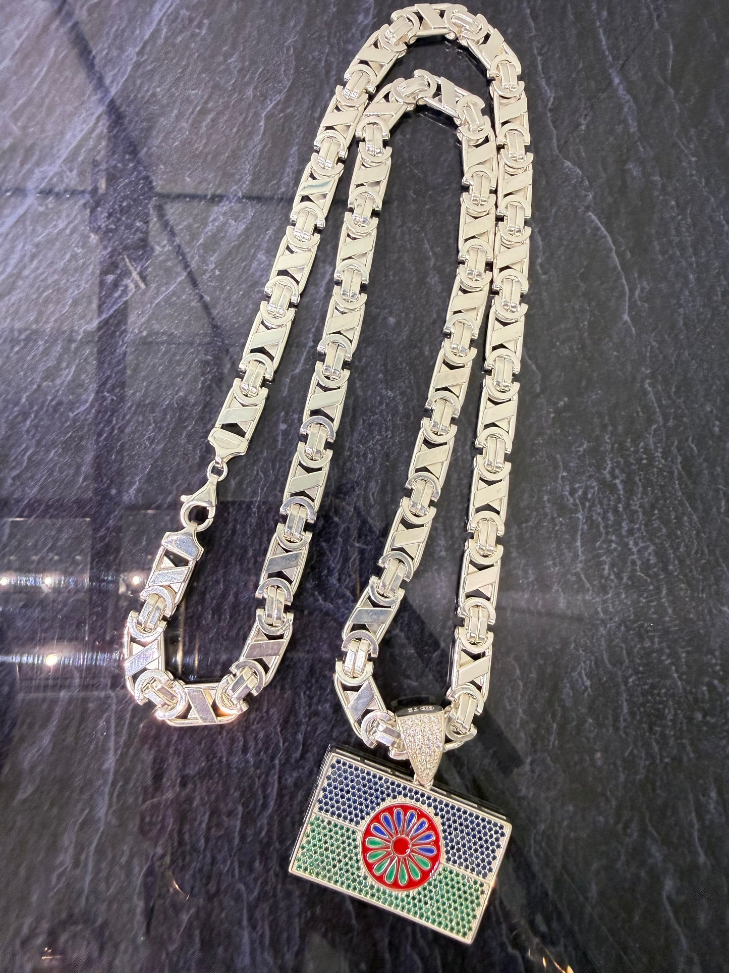 925 zilveren Valentino ketting met Sinti hanger