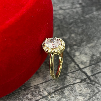 Gouden dames ring ovaal steen