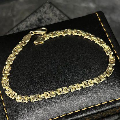 14 karaat gouden armband massief platte koningsschakel