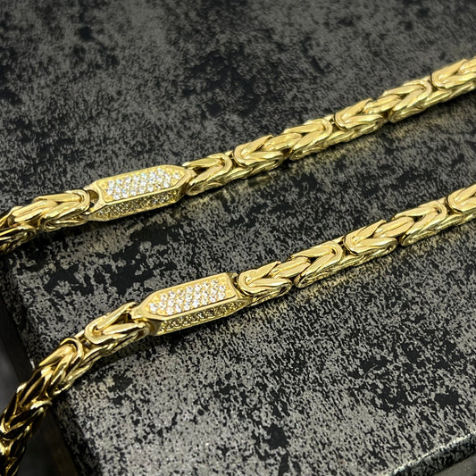 14 karaat gouden koningsketting bezet met schitterende stenen