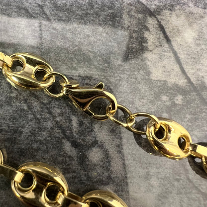 14 karaats gouden ketting koffieboon schakel 65 cm 7,5 mm